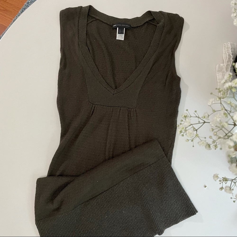 Mini Green Sleeveless Dress or Tunic Shiny